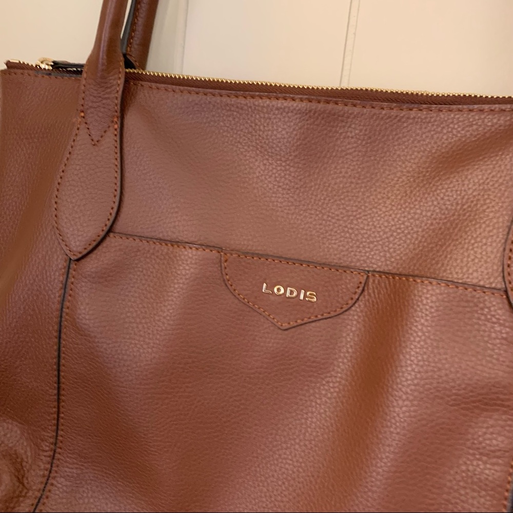 Lodis Brown Leather Tote Bag - Picture 4 of 14
